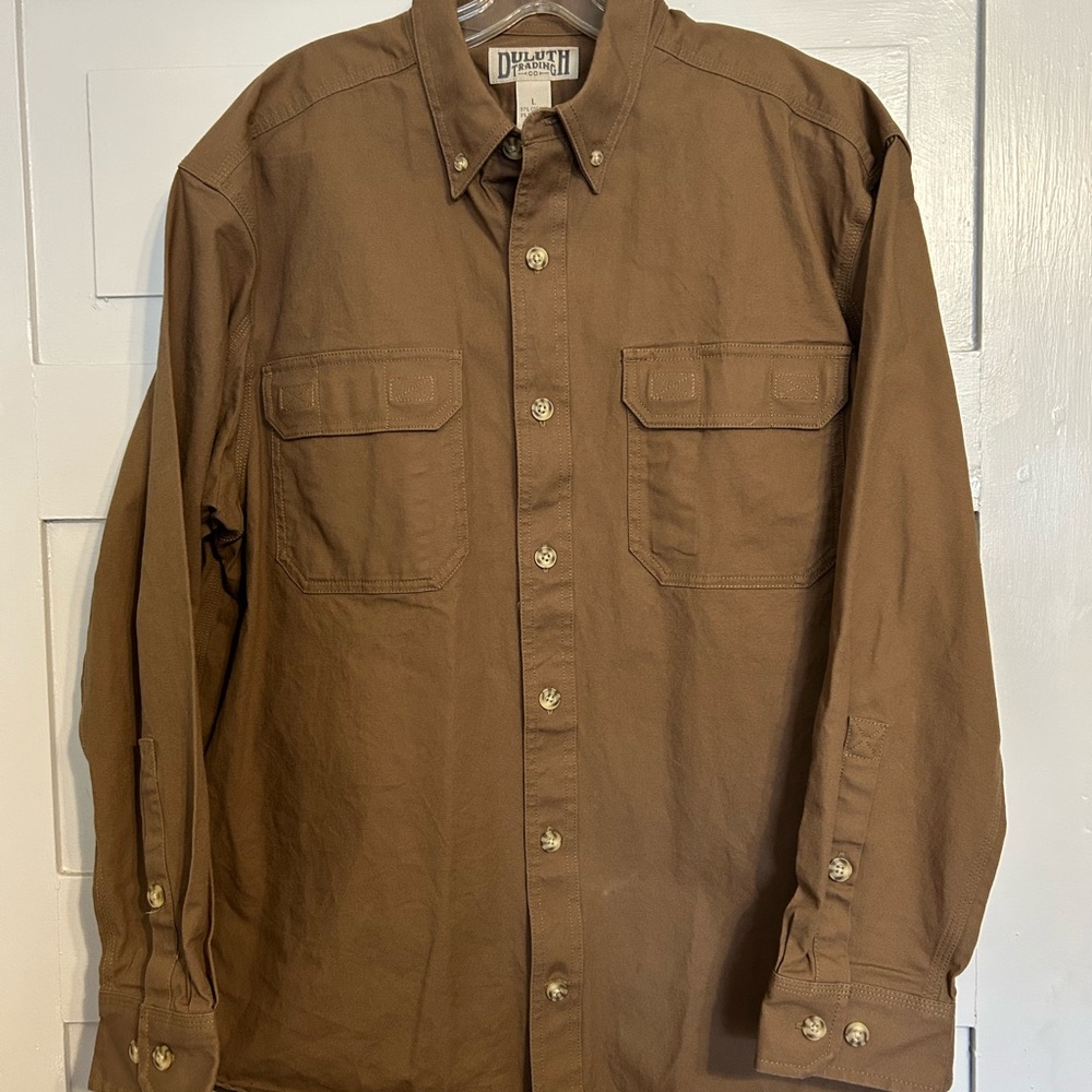 Duluth Trading Co Men's Tan Button Down Shirt